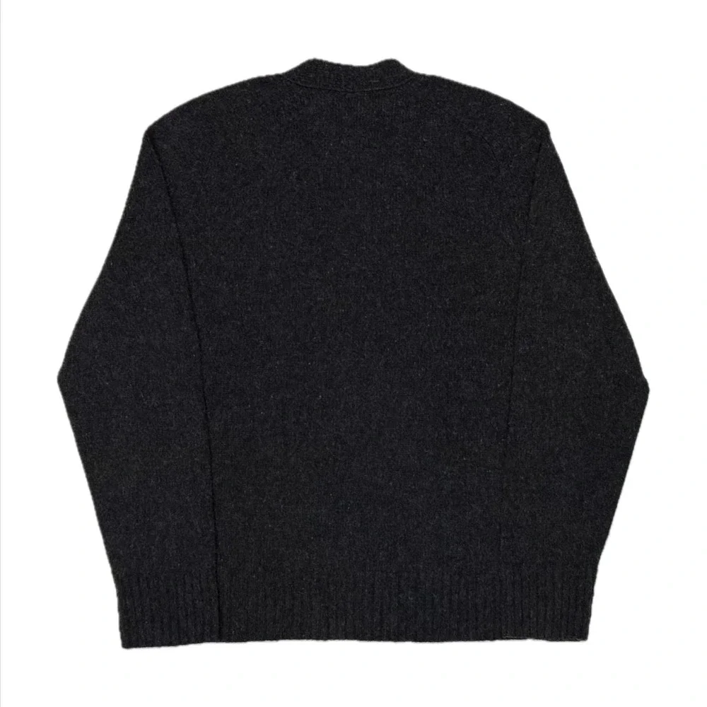 J Crew 100% wool grey knit v neck front pocket cardigan sweater mens large